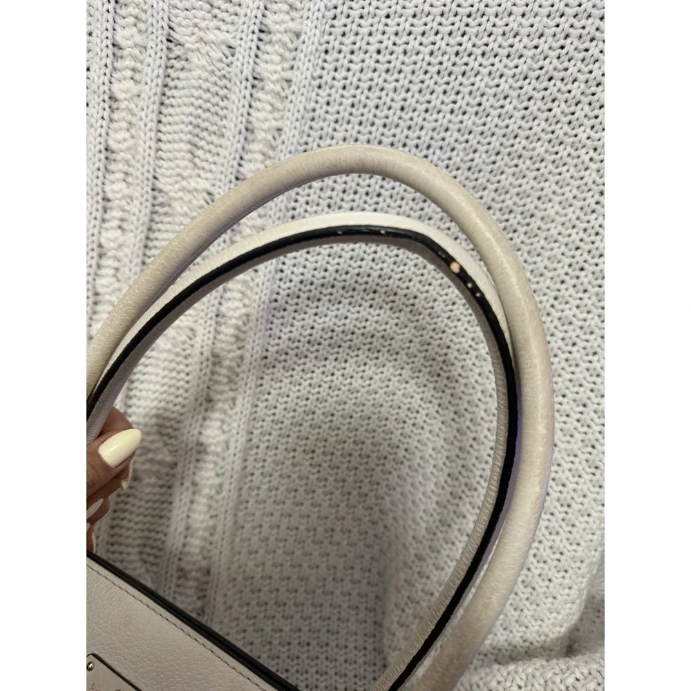 Kate Spade Black White Structured Tote Shoulder Bag Leather Purse Large